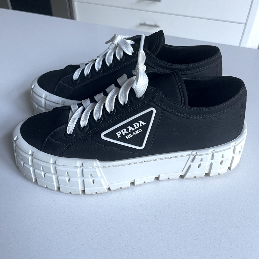 Prada Gabardine extra platform sneakers 38 black